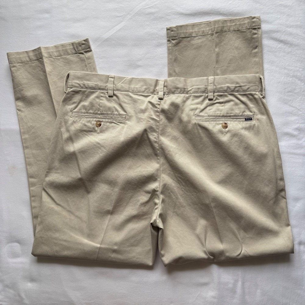 Polo Ralph Lauren Mens Chino Pants Tan Khaki 38x30 Cotton Script Vintage 90's